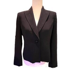 Kasper Black Single Button Suit Jacket Blazer Size 4P